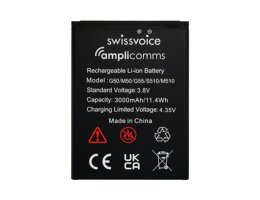 Swissvoice G50 / Amplicomms M50 accu voorkant
